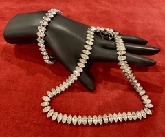 VTG MARQUISE CUT PRONG SET TENNIS 15” NECKLACE & MATCHING TENNIS BRACELET 7”