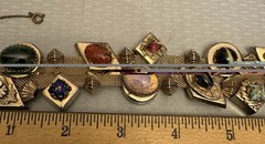 Victorian Revival Bracelet Mesh Jeweled Slide Charms Faux Gems Bold Statement