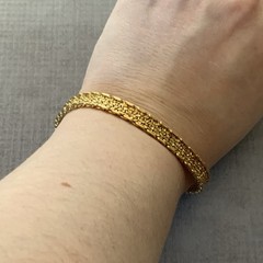 Vintage Monet Gold Woven Bracelet Textured Chain Link Slim Stackable 80s