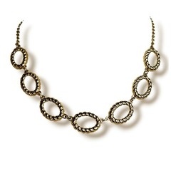Monet Gold Tone Necklace Twisted Rope Oval Link Collar Statement Early 2000s