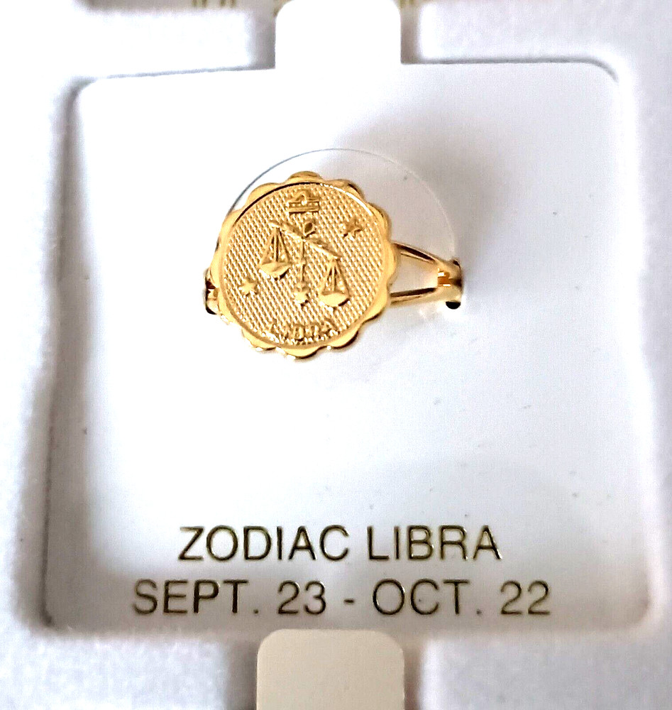 Vintage Libra Scales 9/23-10/22 Zodiac Ring Adj. Sz 5-6.5 1980’s New NOS