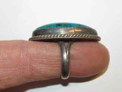 Sterling Silver Chrysocolla Green Gemstone Ring Signed JLL Guad.Jal.Mex Plata