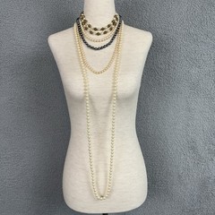 VTG Faux Pearl Necklace 5 LOT Costume Jewelry Various Colors Styles 2 Japan Made