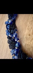 Vintage Deep Cobalt Blue Beaded Choker Necklace.