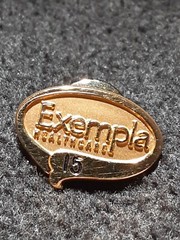GOLD FILLED 15 YEARS OF SERVICE EXEMPLA LABEL PIN JEWELRY