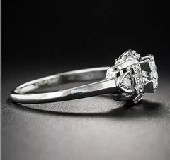 Art Deco Style 2Ct Round Cut Lab Created Diamond Wedding 14K White Gold FN Ring