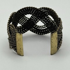 Vintage Brass Braided Mesh Wide Cuff Bracelet Boho Statement Open Bangle