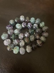 VTG RARE COLORFUL FLUORITE BEAD NECKLACE 21″ LONG 196g