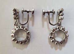 D’Or Sterling Silver Brooch Pendant & Earrings w/rhinestones & aquamarine