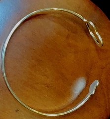 Vintage Gold Tone Brass Double Heart Open Cuff Bracelet 6.75 In Adjustable Small