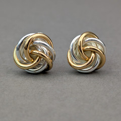 Vintage Napier Mixed Metal Earrings Clips Twist Knot Two Tone Gold Silver Signed