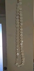 Vintage Mother Of Pearl Round Flat Disc Beaded Necklace 24 inch.