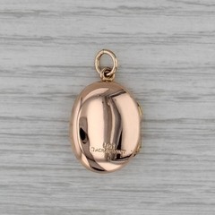 Vintage 9k Rose Gold Seed Pearl Locket Pendant Charm Fob Opens