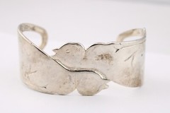 Studio Crafted Vintage 😻Cats in Love Silver Plated Cuff Bracelet 7.5″
