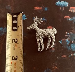 Talbots Rhinestone Reindeer Pin Silver Tone Family Owned Sparkles See VIDEO