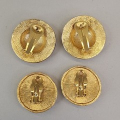 Vintage Imitation Pearl Clip On Earrings Lot of 2 Pebbled Cream Gold Tone Large
