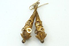 ANTIQUE ENGLISH GEORGIAN PINCHBECK LONG DROP EARRINGS STARS Etc.