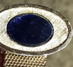 Danté Sodalite Cufflinks Blue Stone Gold Tone Mesh Wrap Around – Vintage