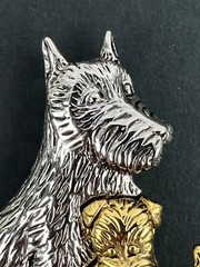 LC Lauren Conrad Brooch Scottish Terriers Dog Puppy Silver Gold Toned