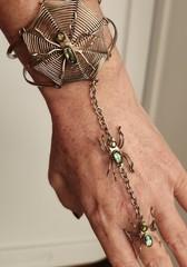 Alpaca Mexico Silver Spider Web Slave Cuff Bracelet With Abalone Or Paua 1980’s