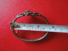 J7294 ANTIQUE BOHEMIAN TOMBAK GARNET CUFF BRACELET SEE DESCRIPTION