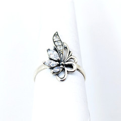 Vintage Luxury RING Silver 925 with Bright Stones-size: 9.5US(19.5mm) Ukraine#79