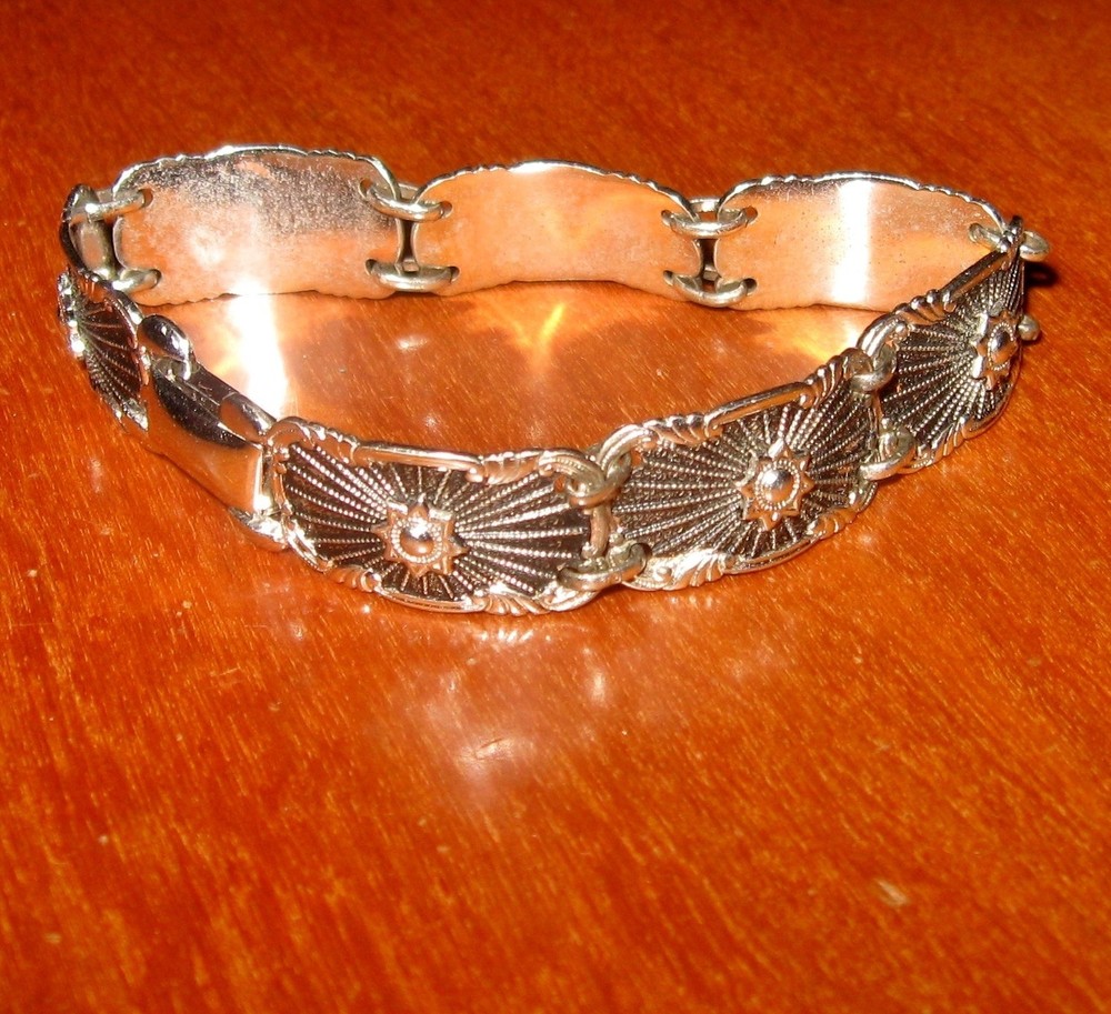Vintage BB Sterling Bracelet Art Deco Style Panel Link Women’s Bracelet 7″ Long