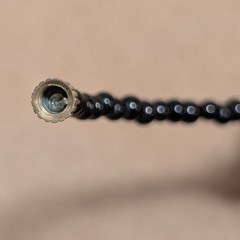 Vintage Black White Spotted Czech Lampwork Glass Bead Mid Century Choker 15.5in
