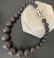 Chunky Brown Bead Vintage Talbots Gold-tone Magnetic Clasp NecklaceFor Women