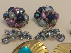 Vintage Earring Jewelry Lot Signed Unsigned Lots Of Rhinestones