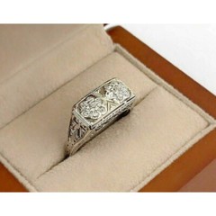 Vintage Style Flower Filigree Ring 2 Ct Lab Created Diamond 14k White Gold Over