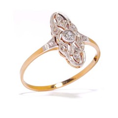 A Delicate Vintage Style Art Deco Lab Created Diamond Wedding 14K Gold Finish