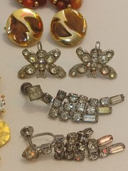 Vintage Earring Jewelry Lot Signed Unsigned Lots Of Rhinestones