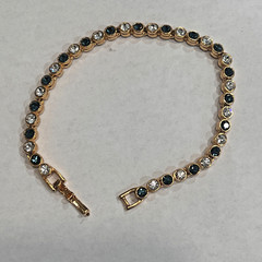 VTG Joan Rivers BLUE White crystal rhinestone bracelet tennis colorful