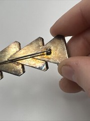Jw1 Vintage Silver Metal Geometric Triangles Art Deco Statement Brooch/Pin D31