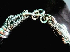 Barry Kieselstein Cord 925 Silver Alligator Head Braided Leather Choker Necklace