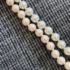 2 Vintage Faux Glass or Cultured Pearl Necklace Choker Knotted Graduated 35g 19”