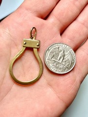 Vintage Italian 18K Yellow Gold Carabiner Clip Charm Holder Pendant
