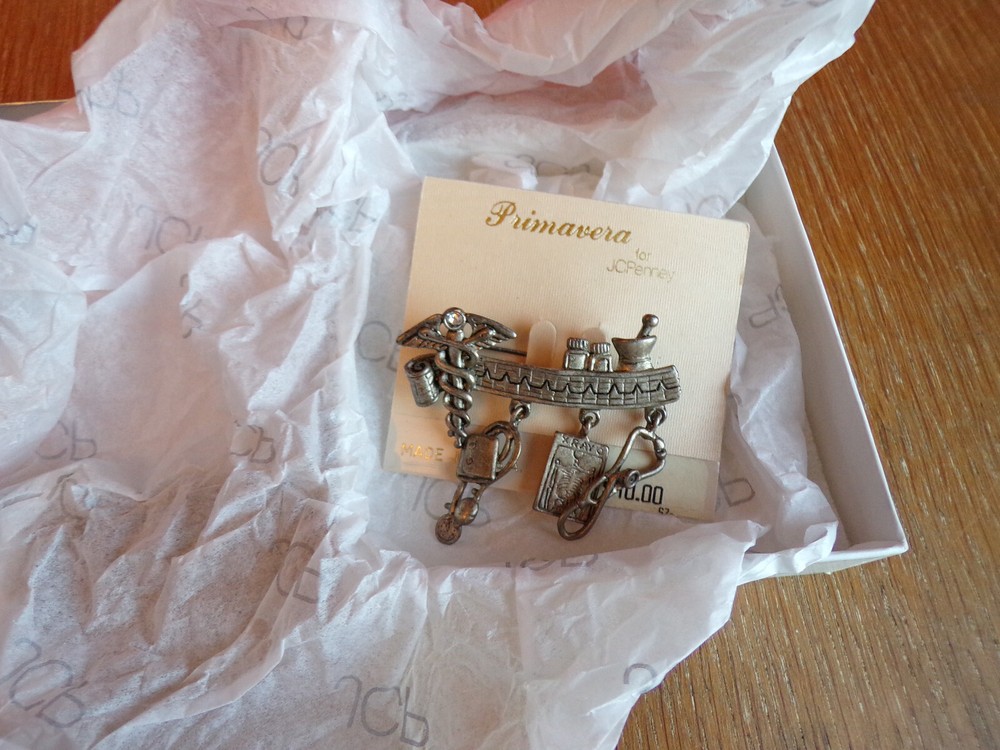Danecraft Silver Tone/Pewter Primavera by JCPenny Medical Charm Brooch Pin
