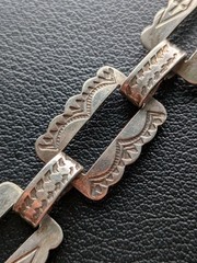 Vintage Southwestern Etched Sterling Silver Bracelet 6 1/2″ x 5/8” 17g – Rustic