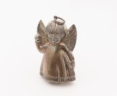 925 Sterling Silver Vintage Large Puffy Tooth Fairy Angel Pendant PT22102