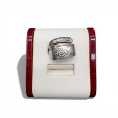 Victorian Silver Plate Spoon Ring Size 9 | Handmade Ornate Floral Filigree