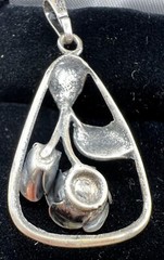 Vintage Theodor Klotz Teka 925 Sterling Silver Rose Flower Pendant