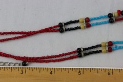 Glass & Metal Bead Necklace, Double Strand, 39gr