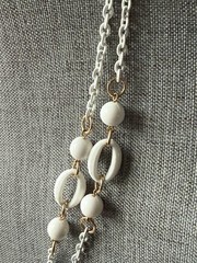 Vintage Acrylic Link Layered Necklace White Statement Minimalist Capsule Career