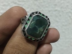 Antique Style 1930s Chalcedony Quartz 20x17mm Vintage Ring in 925 Silver For Her