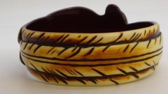 Vintage Carved Parrot Bird Bangle Bracelet Laquer Bone Horn MCM L@@K