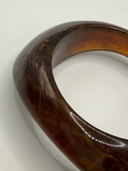 Vtg Lucite Acrylic Tortoiseshell Chunky Bracelet Asymmetrical Resin Swirl A