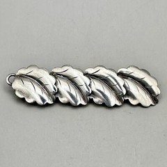 TEKA Theodor Klotz Germany Leaves Brooch Continental Silver 800 Art Deco Bar Pin