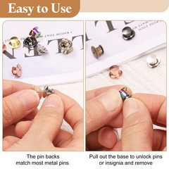 60Pcs Metal Locking Pin Backs, Pin Keepers Locking Clasp, Multicolor